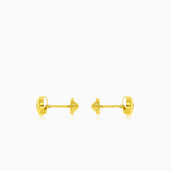 Gold bezel set round cubic zirconia stud earrings