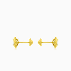 Flower with cubic zirconia in the middle gold earrings
