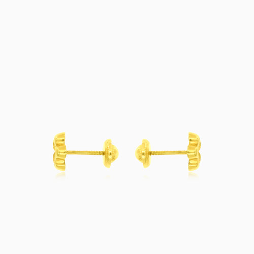 Yellow gold  flower cubic zirconia earrings