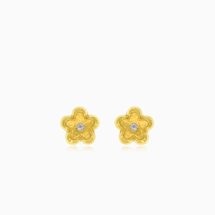 Gelbgold-Blumen-Ohrringe mit Zirkonia
