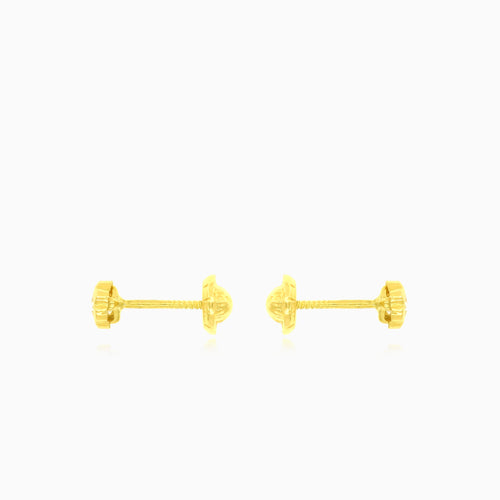 Gleaming clear cubic zirconia yellow gold earrings