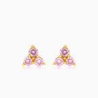 Pink cubic zirconia gold earrings