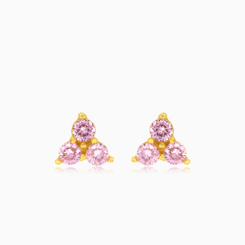Pink cubic zirconia gold earrings
