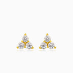 Gleaming clear cubic zirconia yellow gold earrings