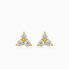 Gleaming clear cubic zirconia yellow gold earrings