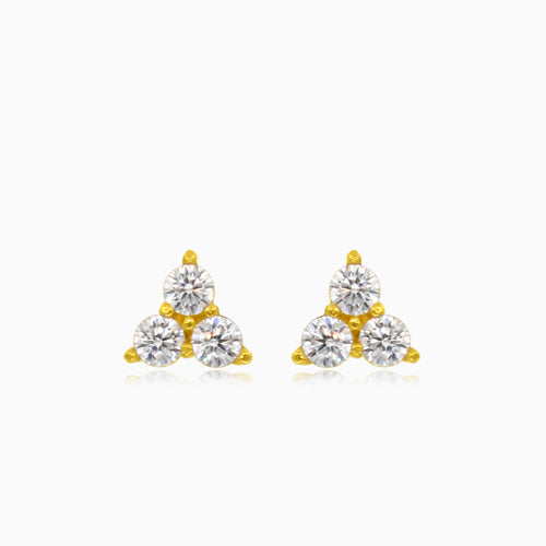 Gleaming clear cubic zirconia yellow gold earrings