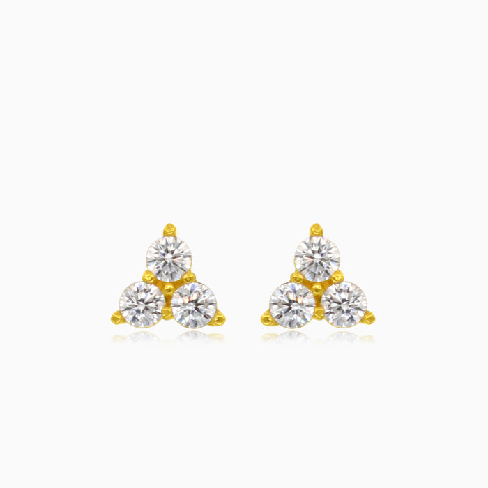 Gleaming clear cubic zirconia yellow gold earrings