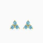 Sky blue cubic zirconia yellow gold earrings