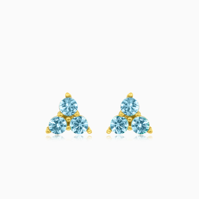 Himmelblaue Zirkonia-Gelbgoldohrringe