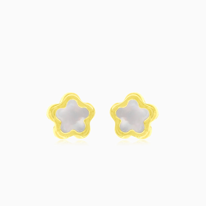 Perlmutt-Blumen-Ohrstecker aus Gold