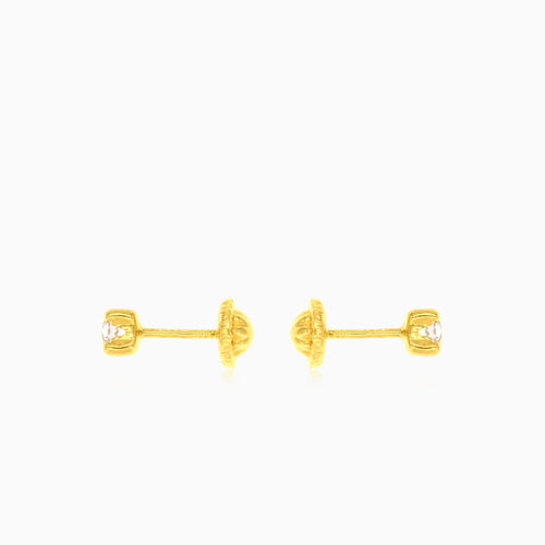 Four prong zirconia gold earrings