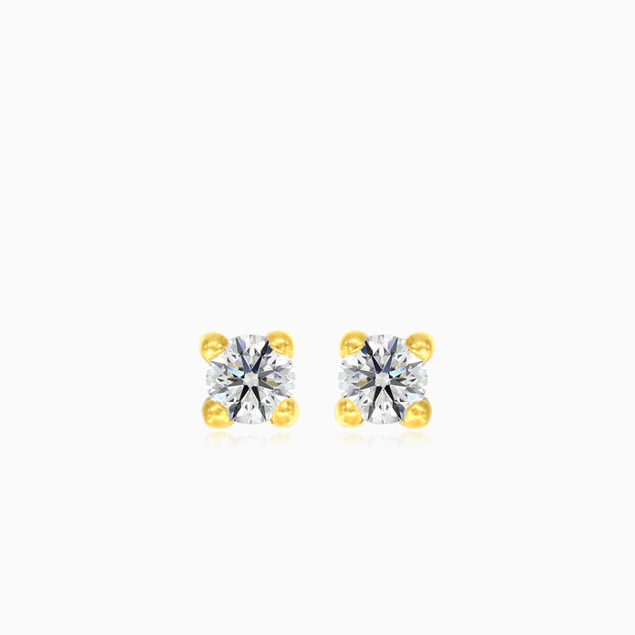 Pendientes de oro con zirconia engastada en cuatro garras