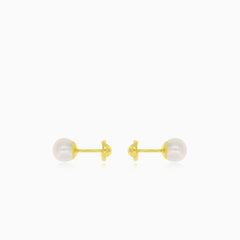 Perlové náušnice ze žlutého zlata se šroubovacím uzávěrem pro miminko