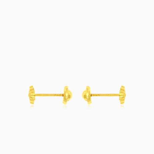 Bear with shimmering belly gold earrings