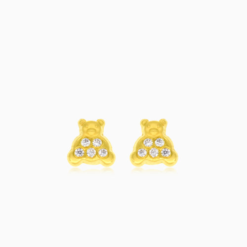 Bear with shimmering belly gold earrings