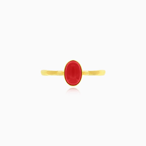 Red coral gold ring