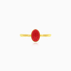 Red coral gold ring