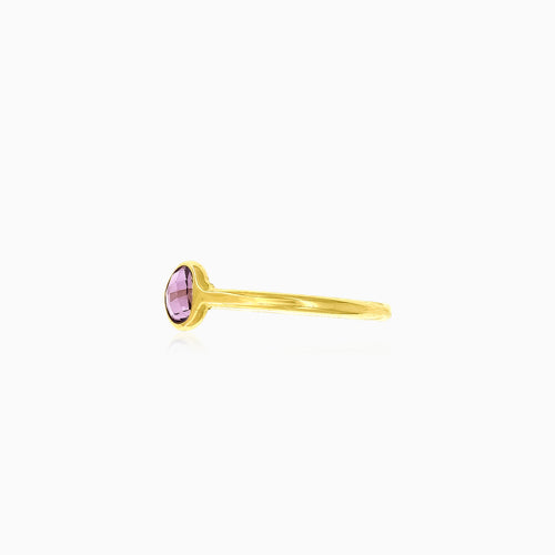 Fialový ametystový zlatý prsten