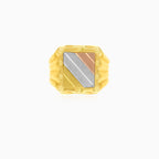 Rectangular signet tri gold ring