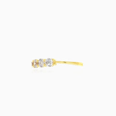 Round five stone cubic zirconia gold ring