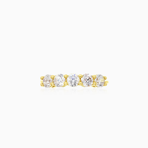 Round five stone cubic zirconia gold ring