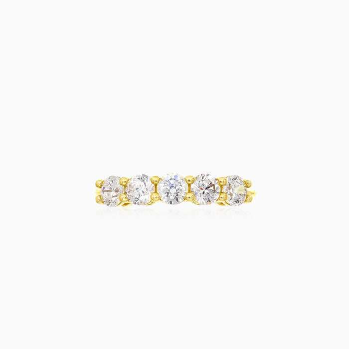 Runder Fünf-Stein-Zirkonia-Ring aus Gold
