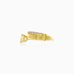 Lustrous cubic zirconia two tone gold ring