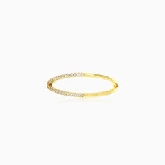 Crisscross cubic zirconia gold ring