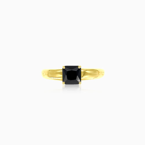 Přírodní etický prsten ze žlutého zlata s onyxem