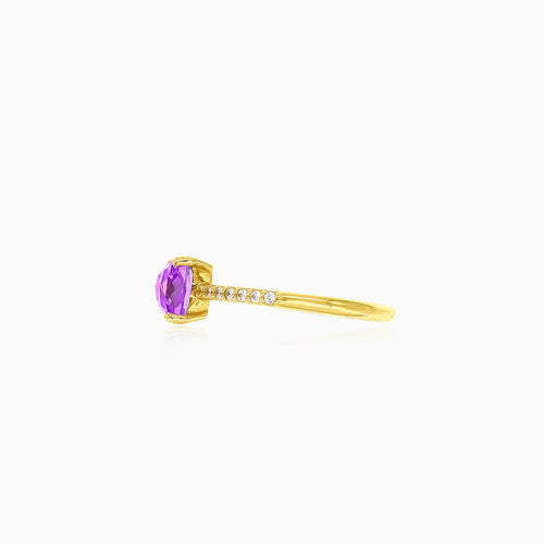 Amethyst and cubic zirconia gold ring