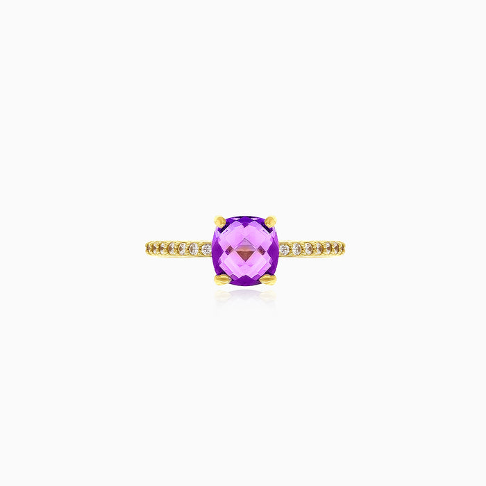 Amethyst and cubic zirconia gold ring