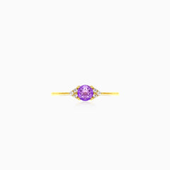 Yellow gold amethyst & cubic zirconia ring