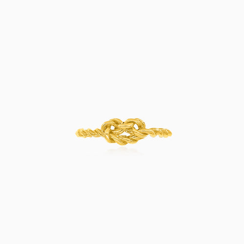 Twisted heart yellow gold ring