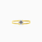 Gold ring with cubic zirconia 2-line spiral