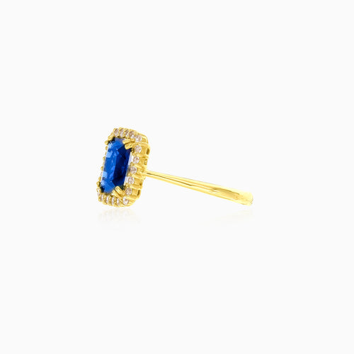 Blue sapphire emerald cut ring