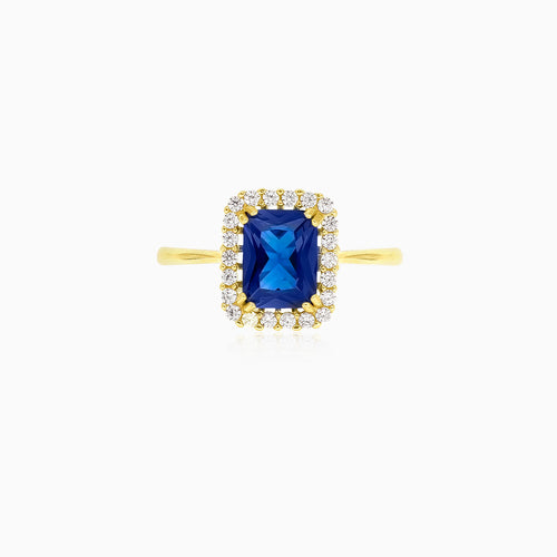 Blue sapphire emerald cut ring