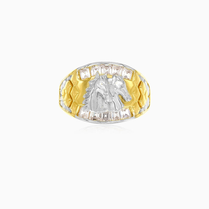 Anillo de oro con dos caballos