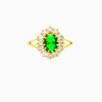 Synthetic Emerald ring with zircons