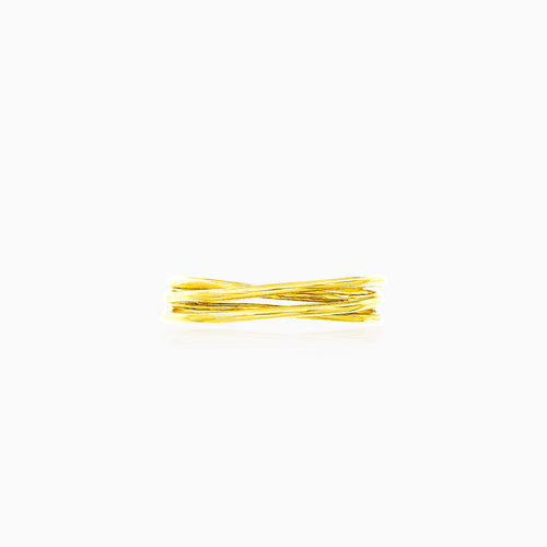 Twisted criss cross yellow gold ring