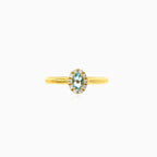 Blue topaz sparkle in yellow gold ring