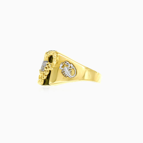 Zlatý prsten se škorpionem a kubickými zirkony