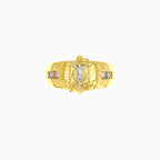 Crucifix cross two tone gold ring