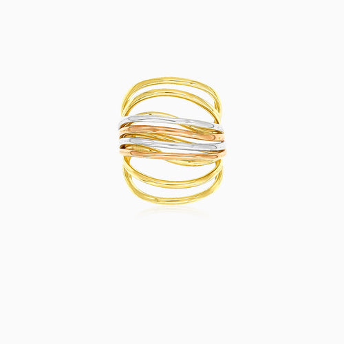 Třívrstvý zlatý prsten