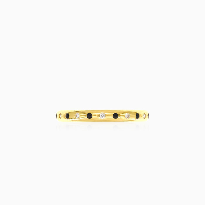 Bague Radiance Dorée avec Zircon Blanc et Onyx Noir