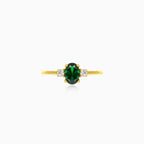 Oval cut green synthetic emerald ring