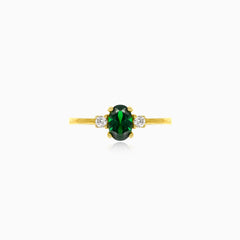 Oval cut green synthetic emerald ring