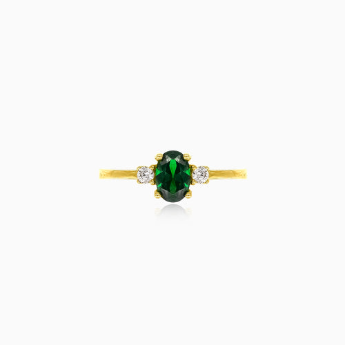 Oválný prsten se zeleným syntetickým smaragdem