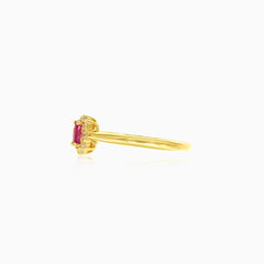 Yellow gold ruby and cubic zirconia cluster ring