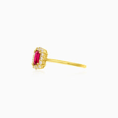 Royal rectangle ruby ring