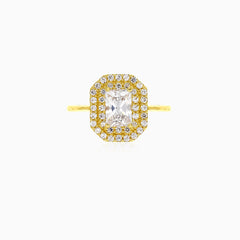 Ring with two types of cubic zirconia